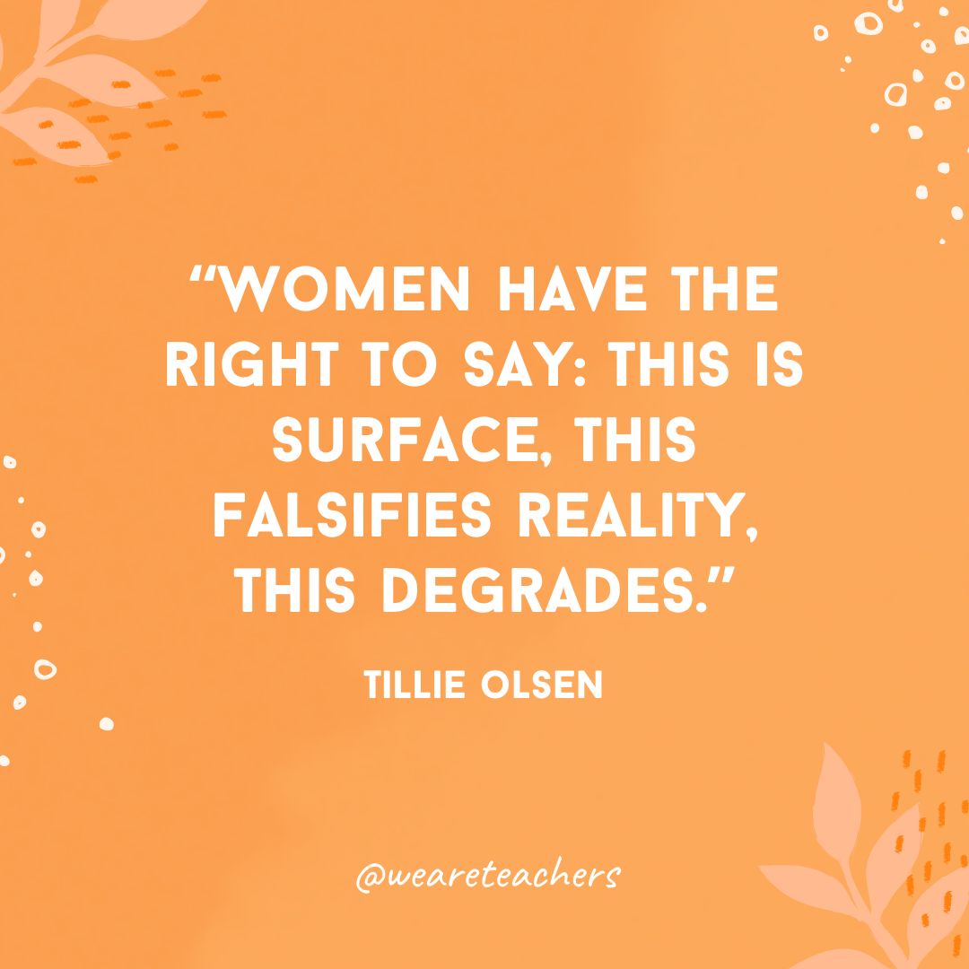 Women have the right to say: this is surface, this falsifies reality, this degrades.