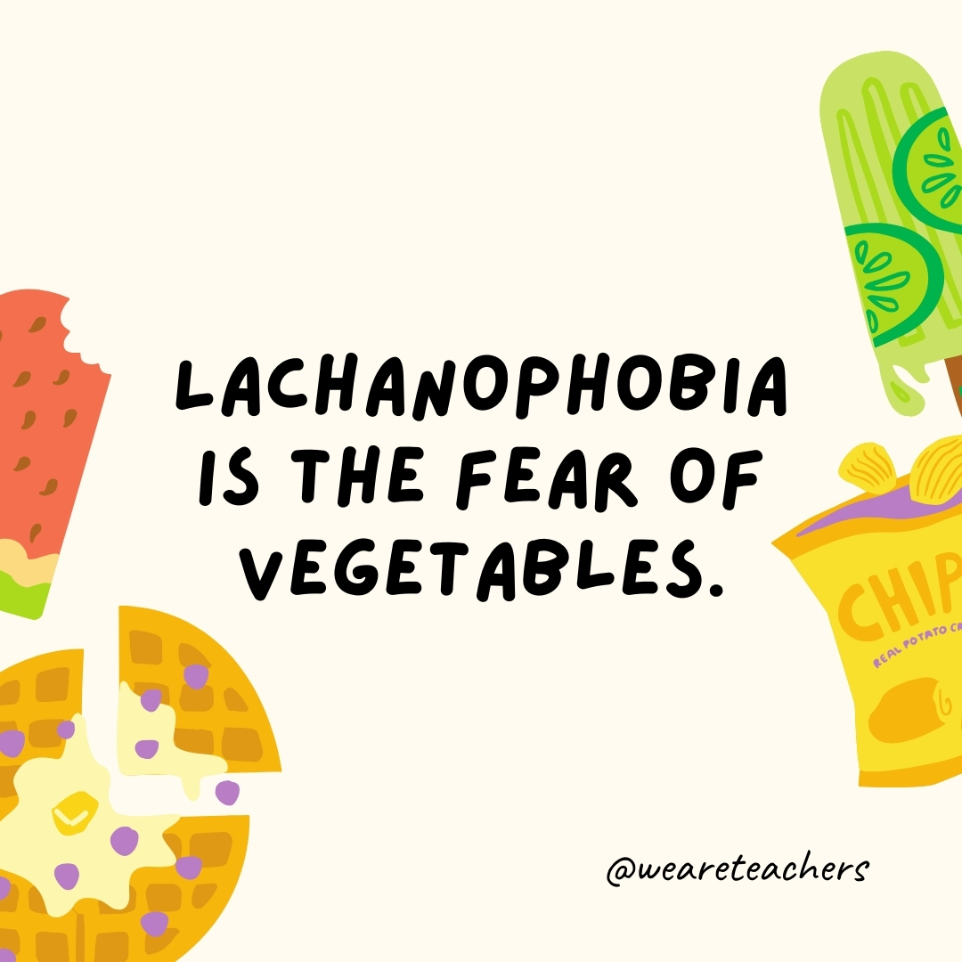 Lachanophobia is the fear of vegetables.- fun food facts