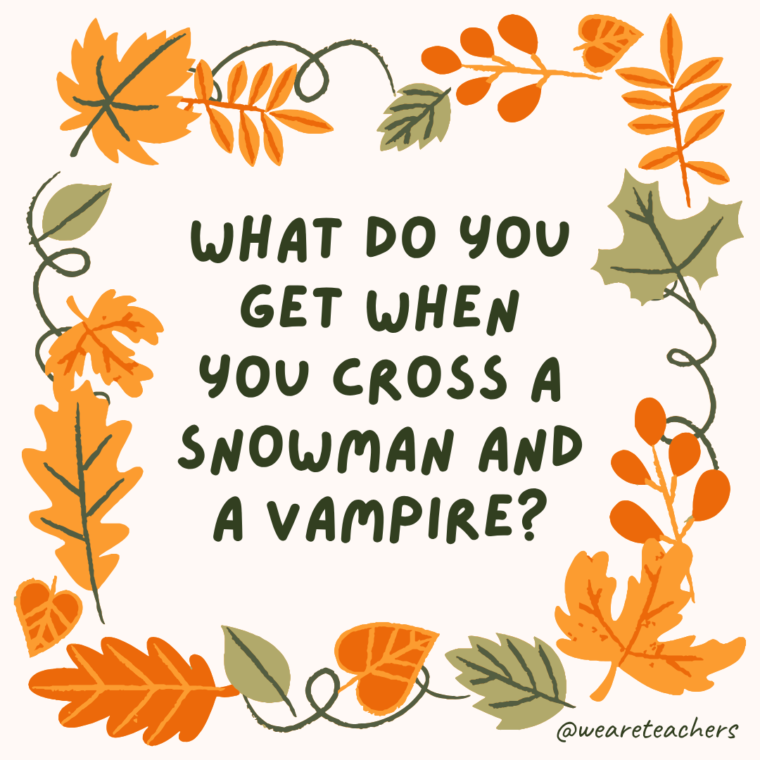 Fall Jokes an image of a fall joke surrounded by fall leaves and vines