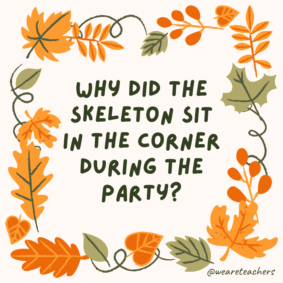 Fall Jokes an image of a fall joke surrounded by fall leaves and vines