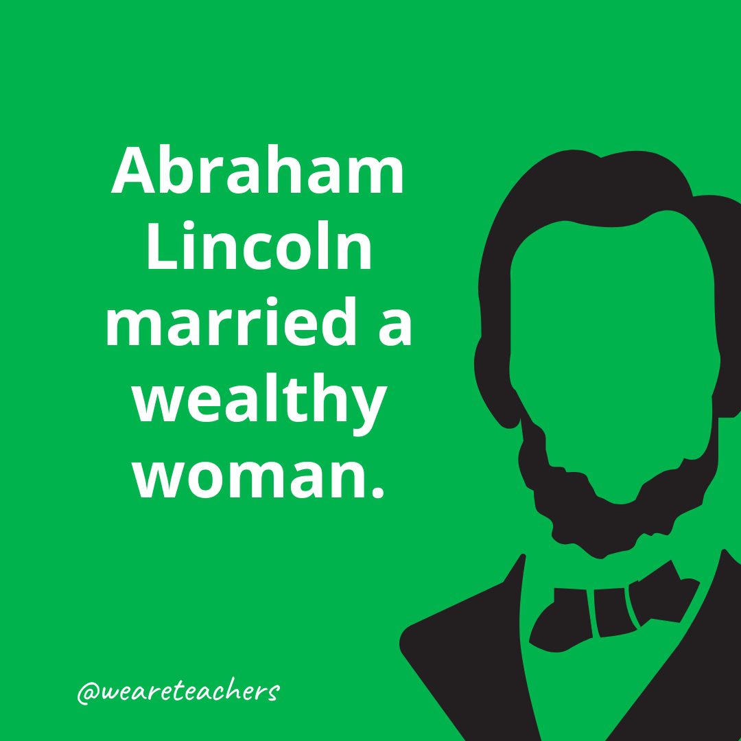 Abraham Lincoln married a wealthy woman.- Facts About Abraham Lincoln