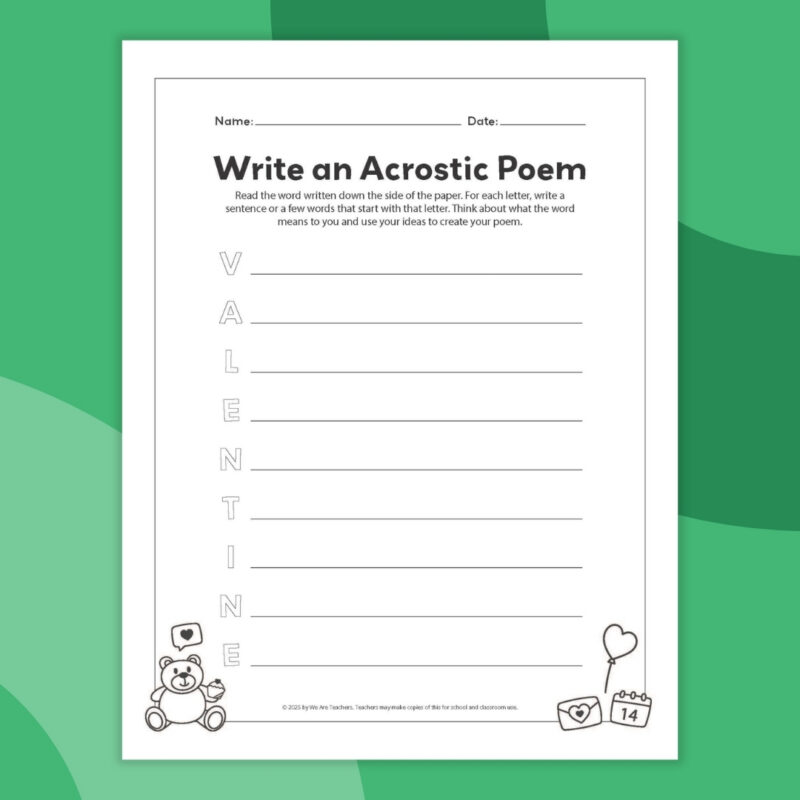 an image of one printable acrostic poem template