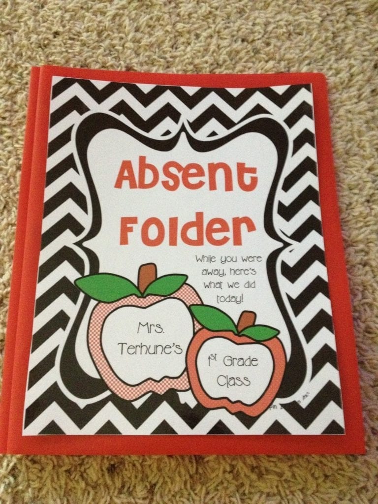Absent folders for teaching 1st grade