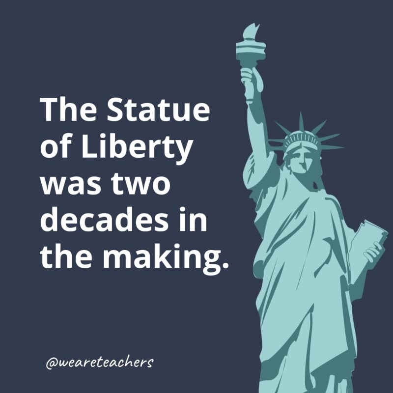 The Statue of Liberty was two decades in the making.- statue of liberty facts