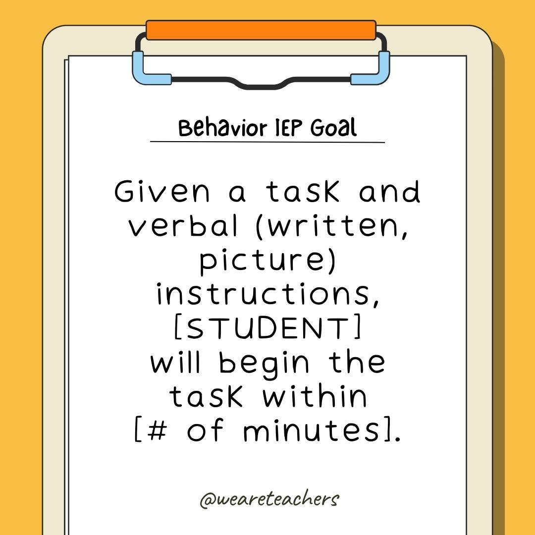 Behavior IEP Goal Bank