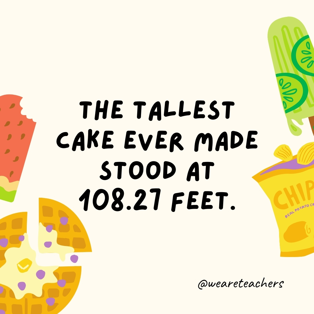 The tallest cake ever made stood at 108.27 feet.
