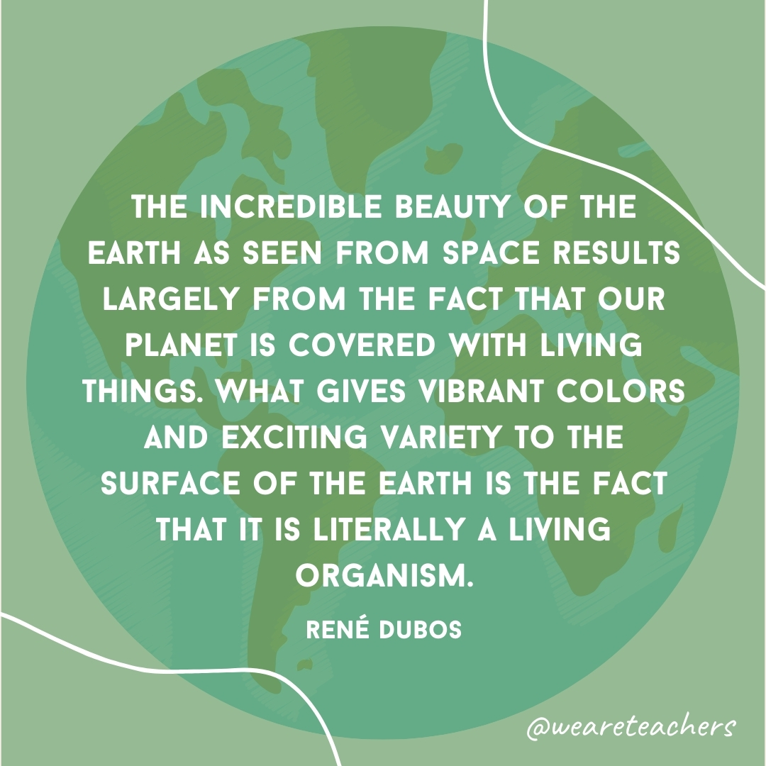 The incredible beauty of the earth as seen from space results largely from the fact that our planet is covered with living things. What gives vibrant colors and exciting variety to the surface of the earth is the fact that it is literally a living organism.
