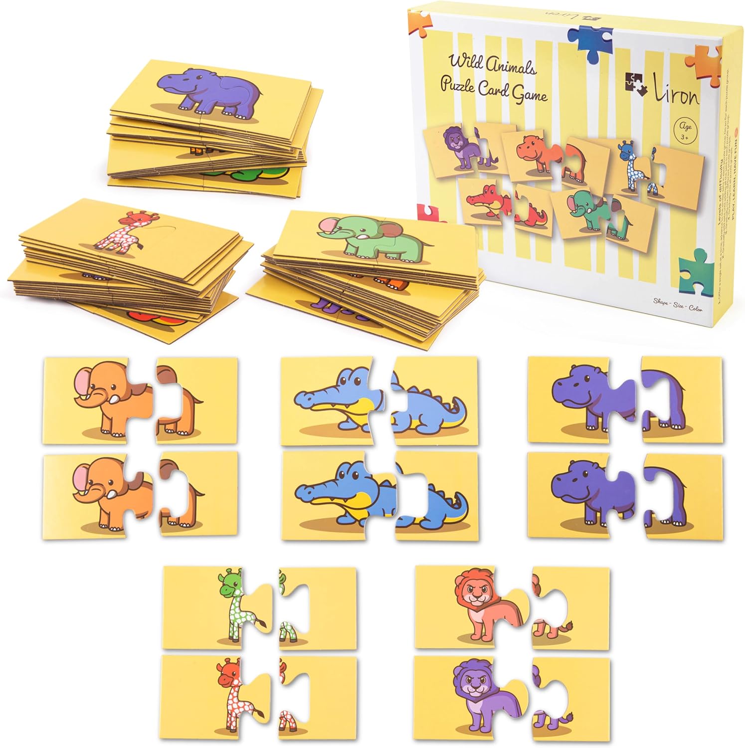 Liron two piece puzzles with wild animal theme