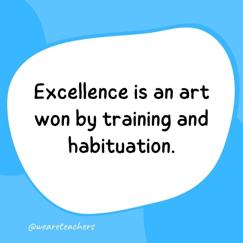 Excellence is an art won by training and habituation.- classroom quotes