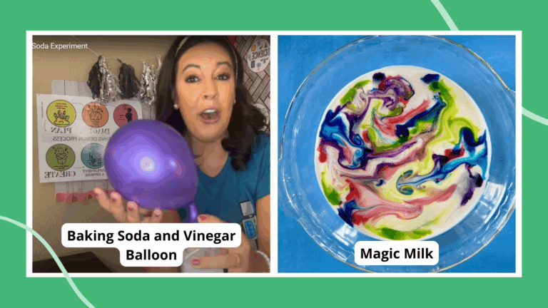 79 Best 8th Grade Science Fair Projects and Classroom Activities including baking soda and vinegar balloon and magic milk.