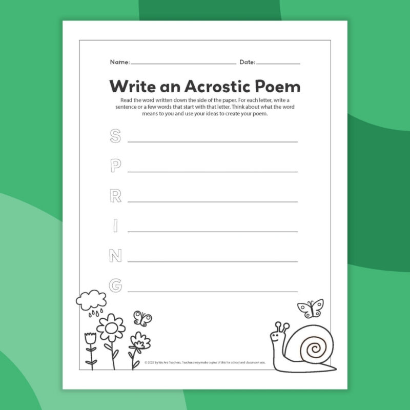 an image of one printable acrostic poem template