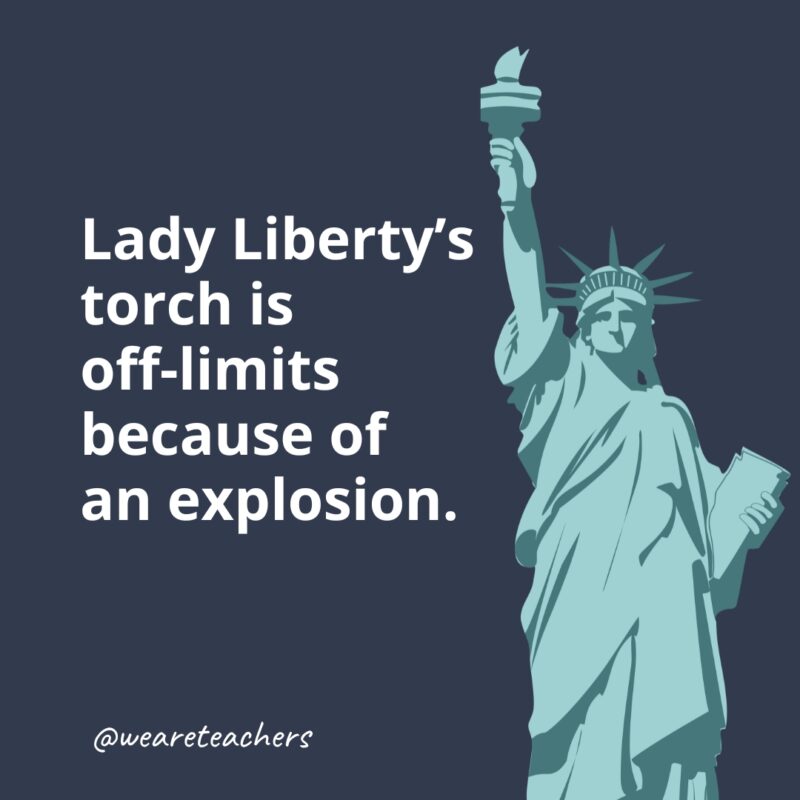 Lady Liberty's torch is off-limits because of an explosion.