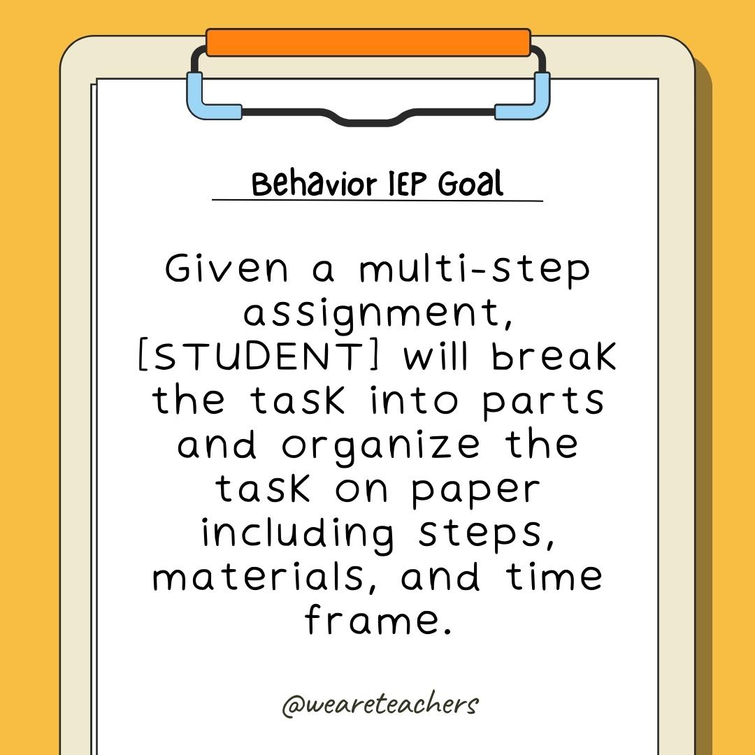 Behavior IEP Goal Bank