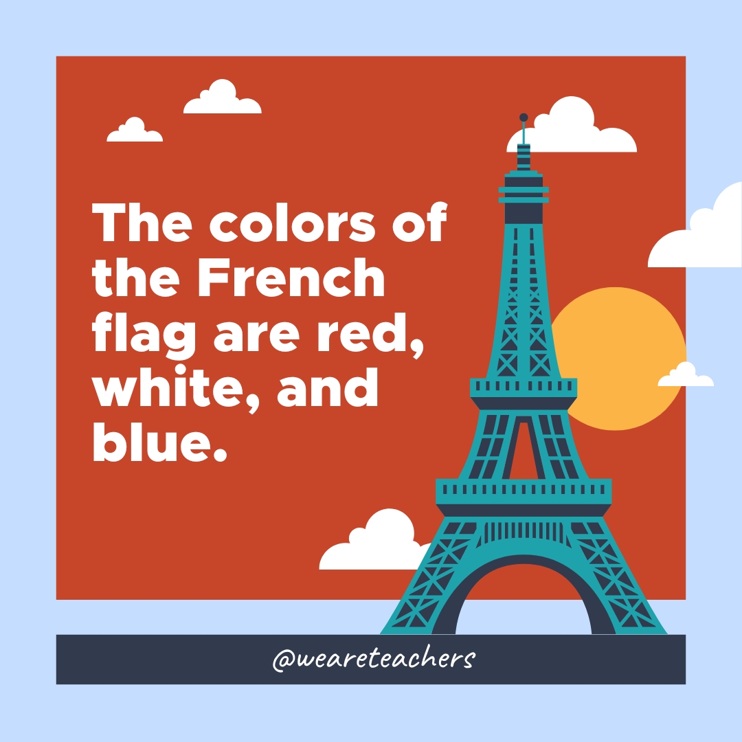The colors of the French flag are red, white, and blue.
