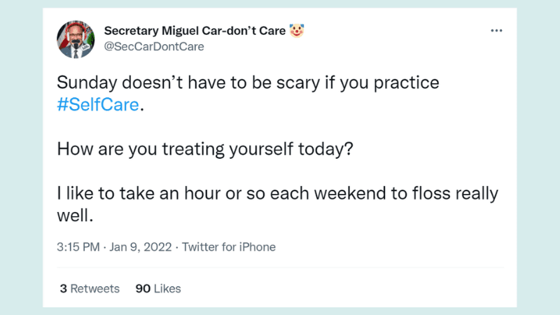 Tweet about teacher self-care