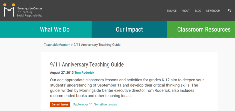 Anniversary teaching guide from Morningside Center