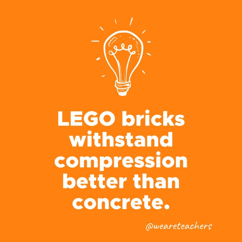 LEGO bricks withstand compression better than concrete.- weird fun facts