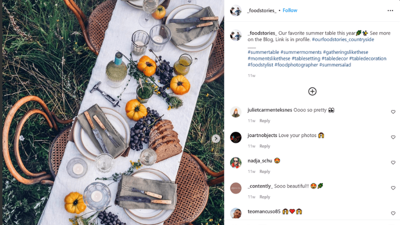 Instagram post of a fall tablescape