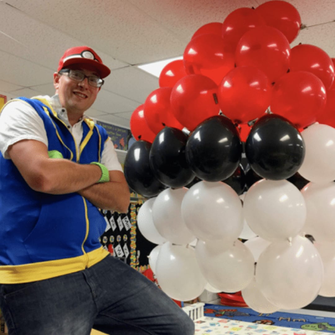 A teacher dressed up as a Pokemon trainer to help his students have the best day ever.