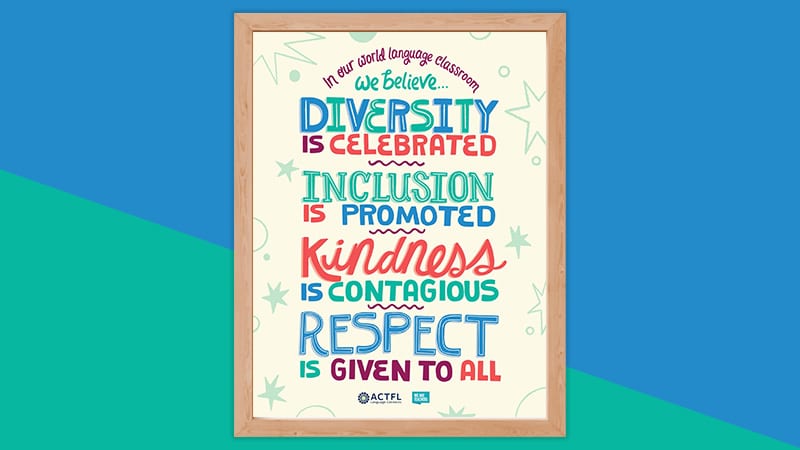 ACTFL Full Diversity and Inclusion world language classroom poster