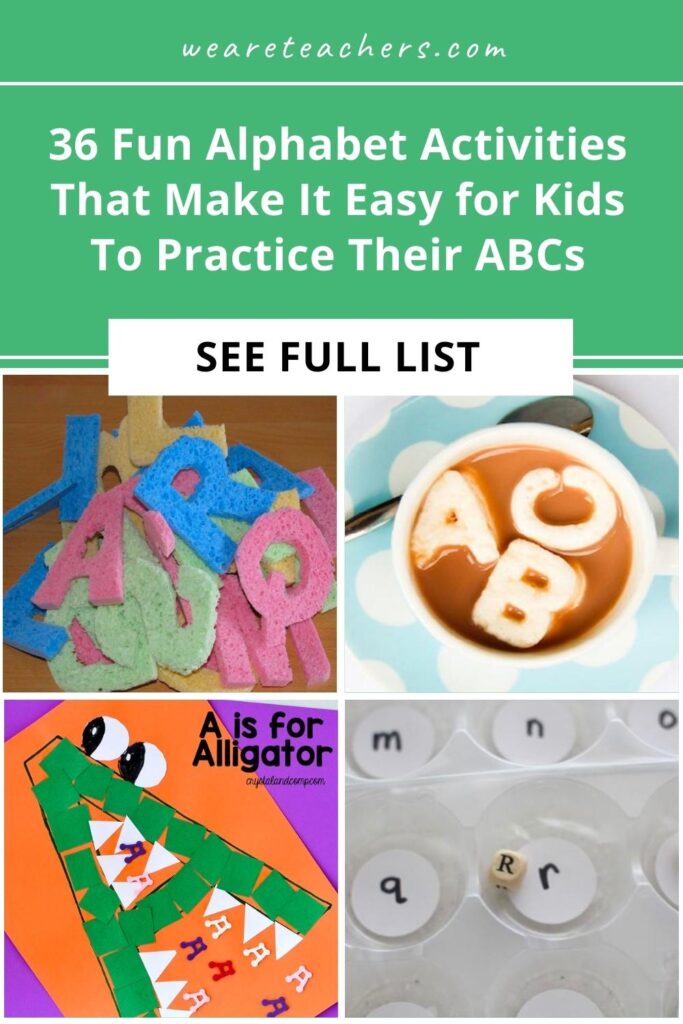 Alphabet activities rule the early childhood classroom. Here are 36 different ways to give kids the practice they need to be ready to read.