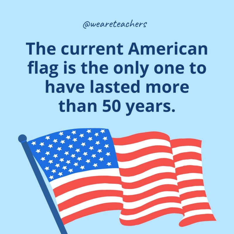 The current American flag is the only one to have lasted more than 50 years.