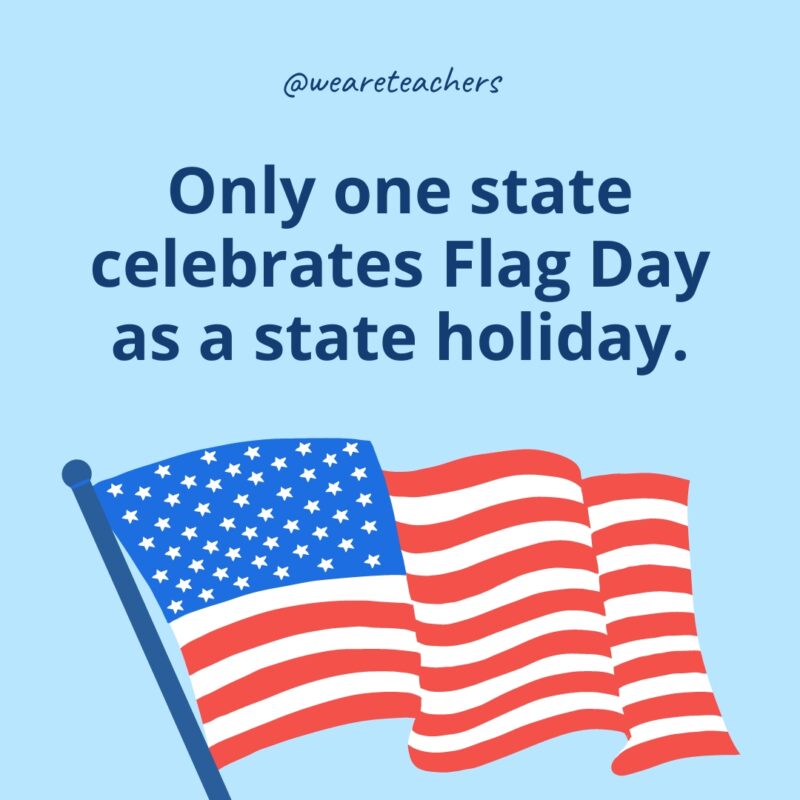 Only one state celebrates Flag Day as a state holiday.- American flag facts