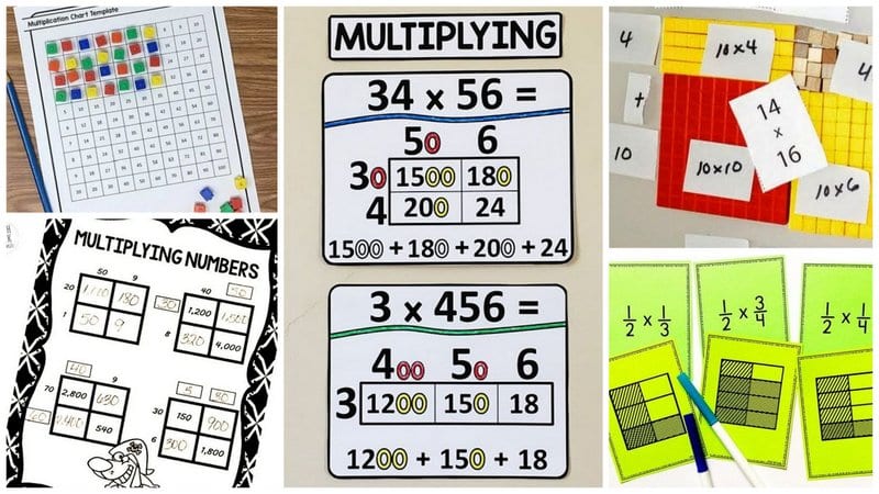 Collage of Area Model Multiplication Activities