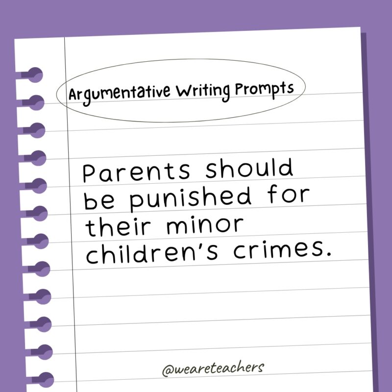 Parents should be punished for their minor children’s crimes.