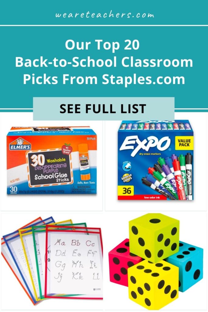 Staples.com com has tons of classroom supplies for back to school. We picked our favorites, from sentence strips to class packs of crayons!