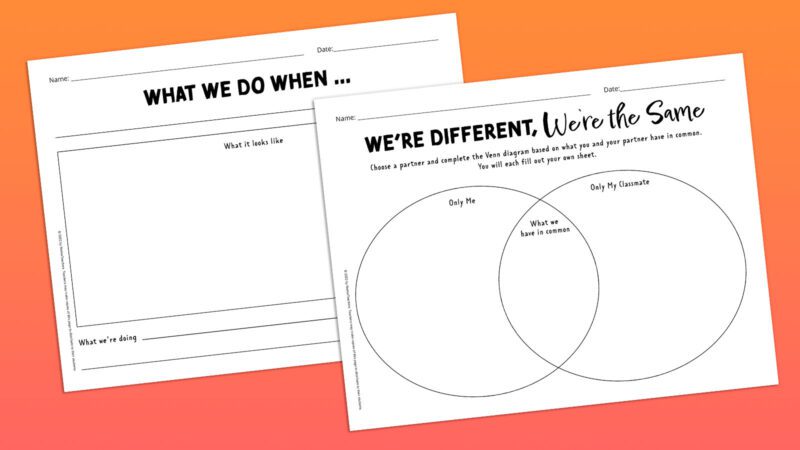 First Day of School Printables - We're Different, We're the Same free first day of school worksheets