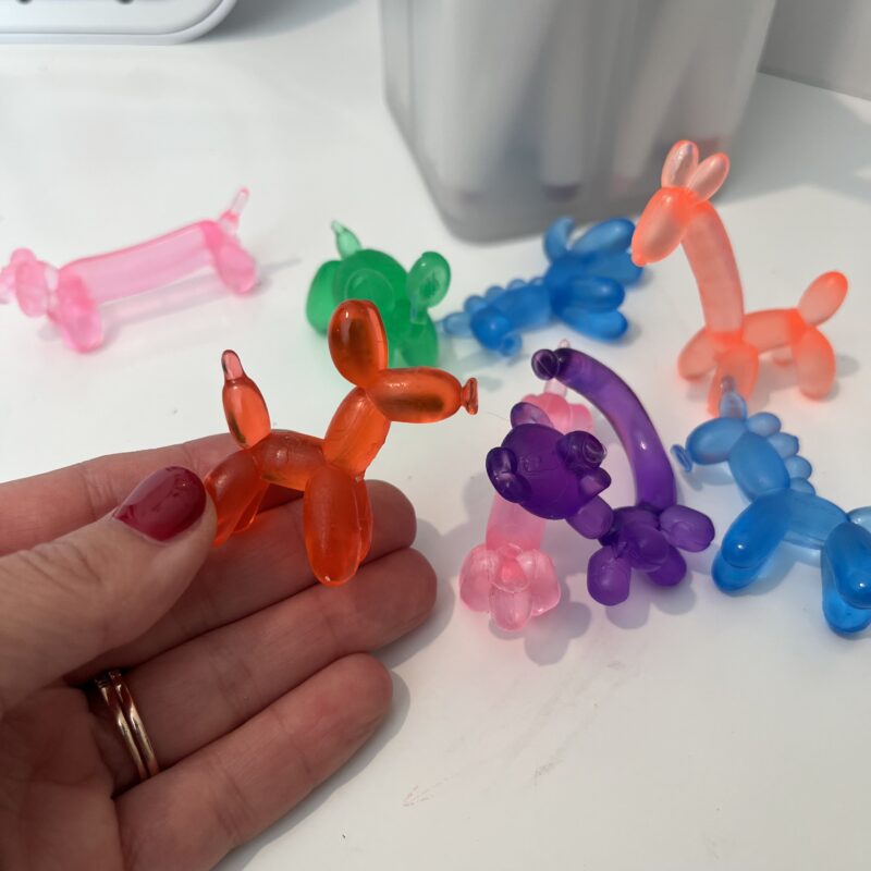 Balloon Eraser 3 Colorful erasers in the shape of balloon animals as an example of inexpensive gift ideas for students