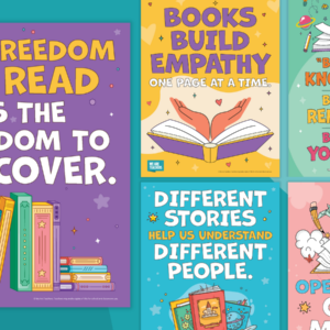 Feature image showing all five of the banned books posters.