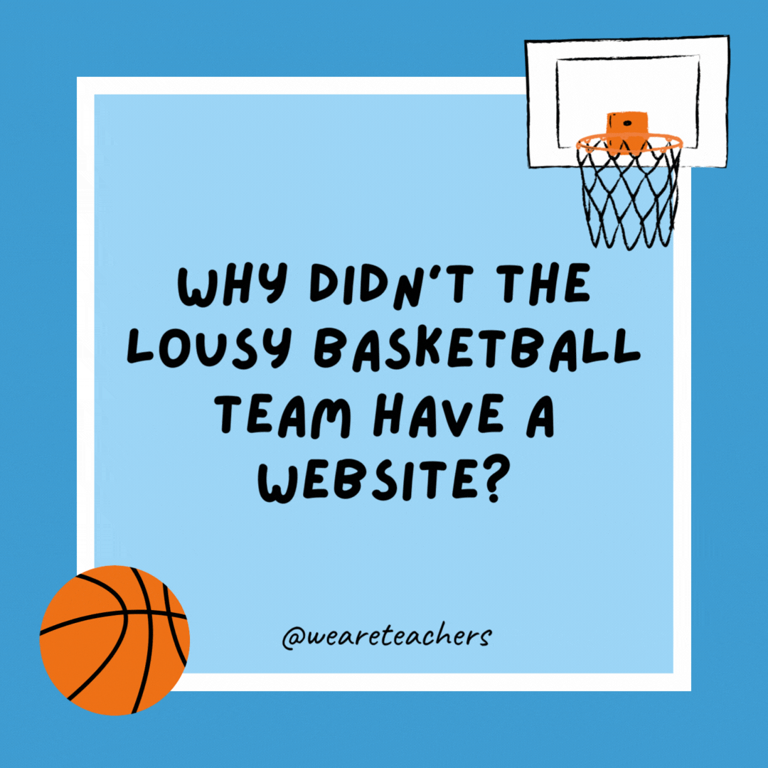 Why didn’t the lousy basketball team have a website?

They can’t string three W’s together.