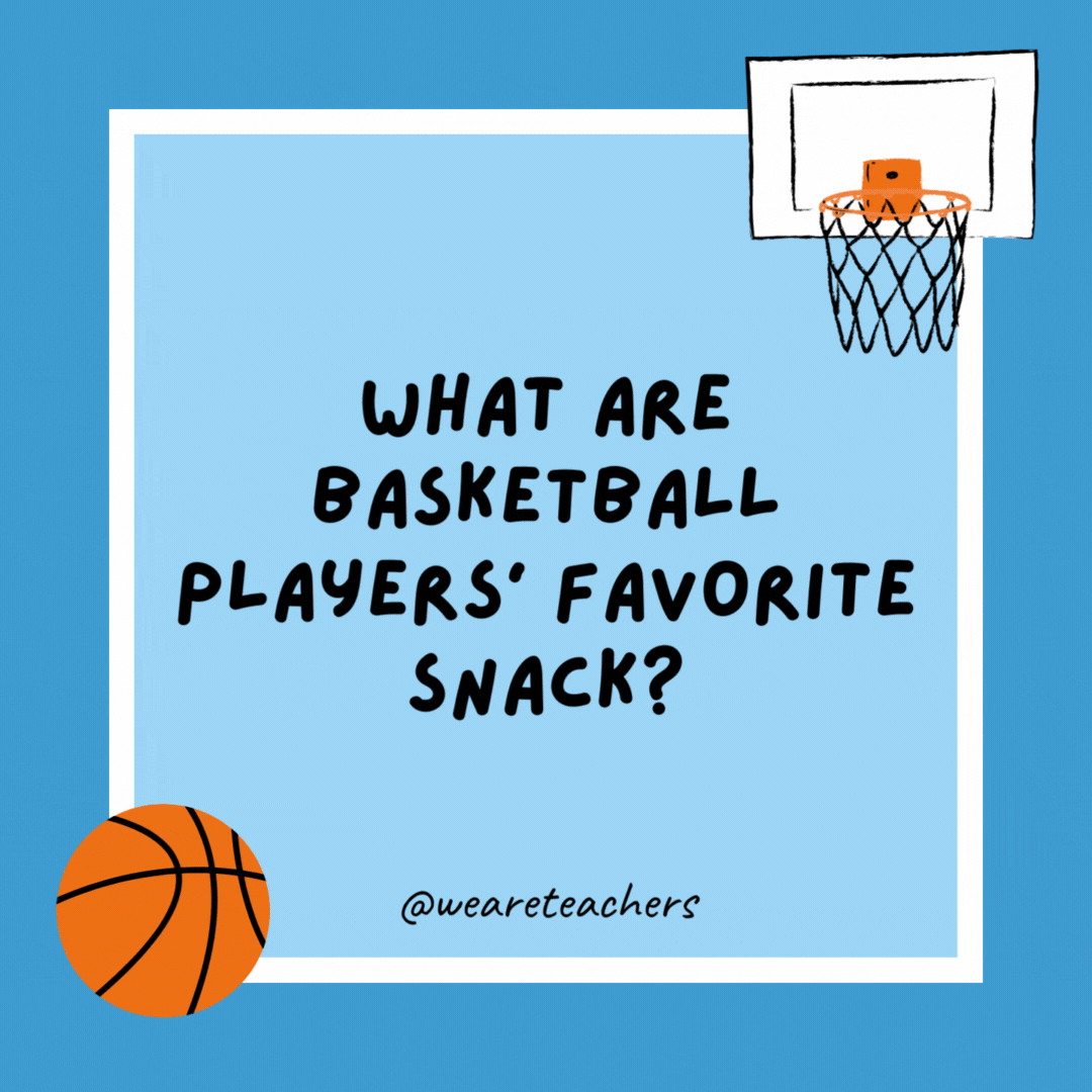What are basketball players' favorite snack?

Dunk-Aroos.