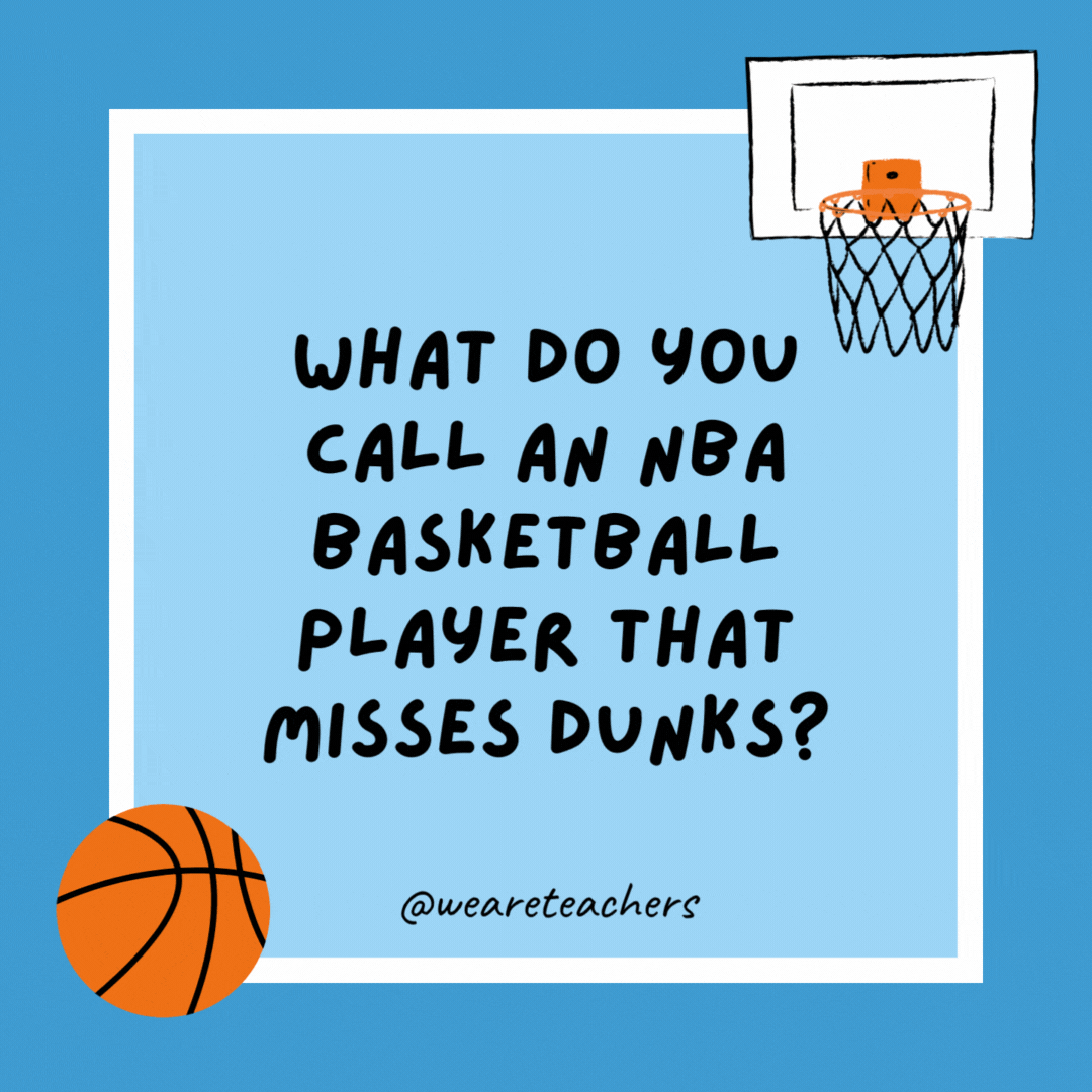 What do you call an NBA basketball player that misses dunks?

Alley Whoops.