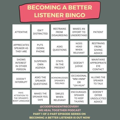 Becoming a Better Listener Bingo