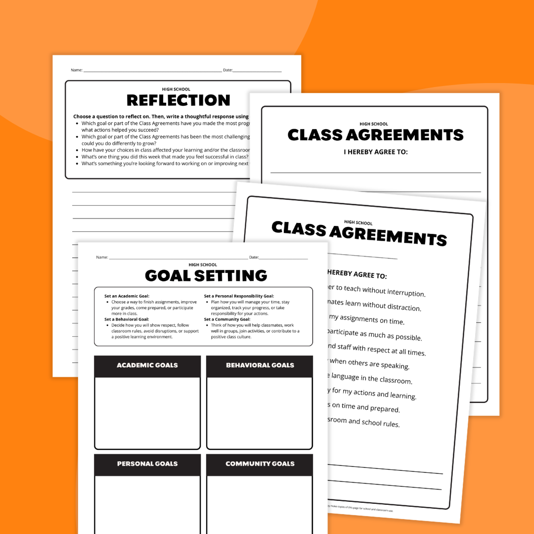 Images of behavior contracts and classroom agreement worksheets