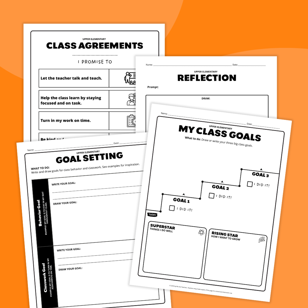 Images of pieces of the Behavior Contract and Classroom Agreements Bundle