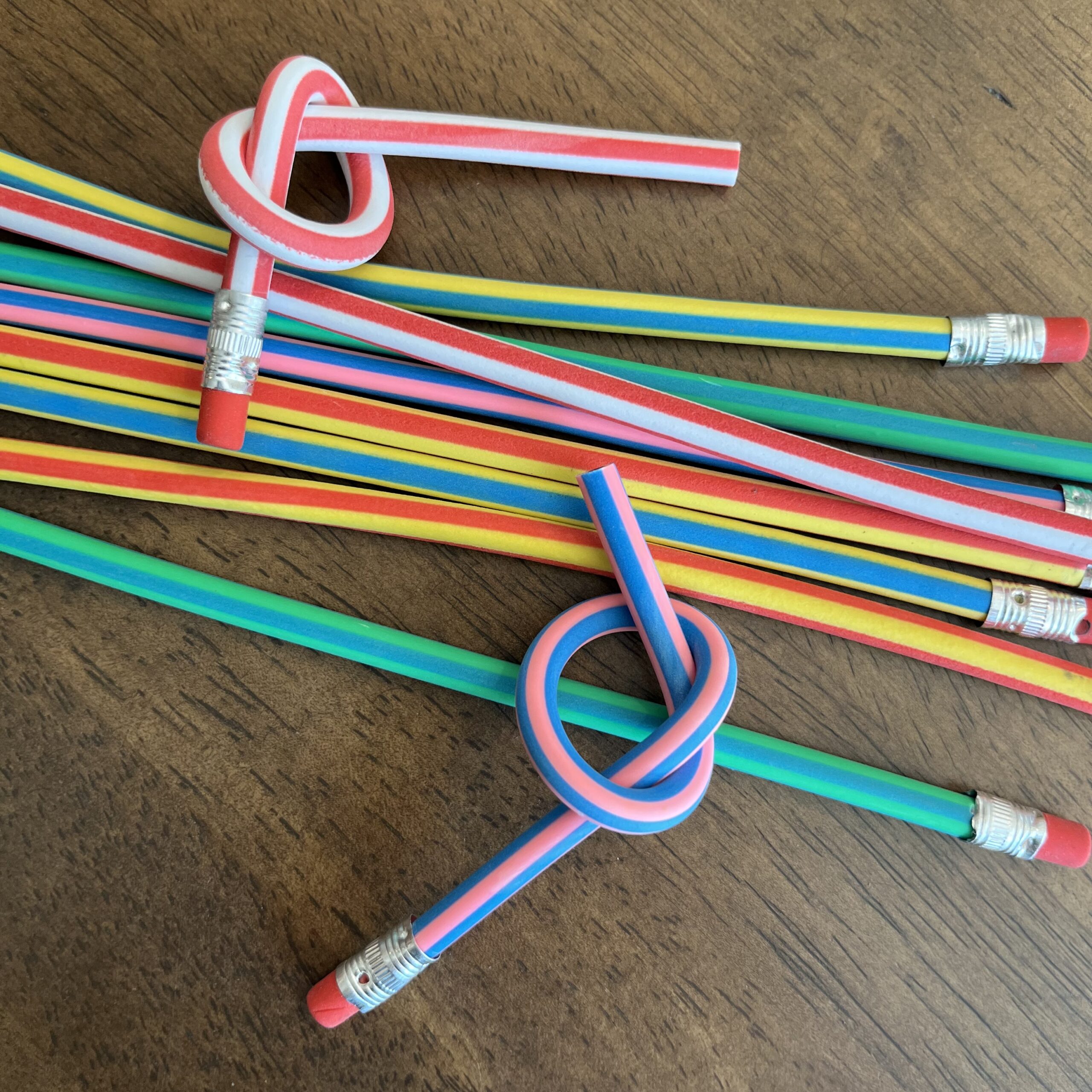 Bendy Pencil 1 Flexible pencils tied in knots as example of inexpensive gift ideas for students
