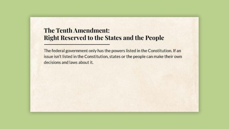 The Tenth Amendment: Rights Reserved to the States and the People slide