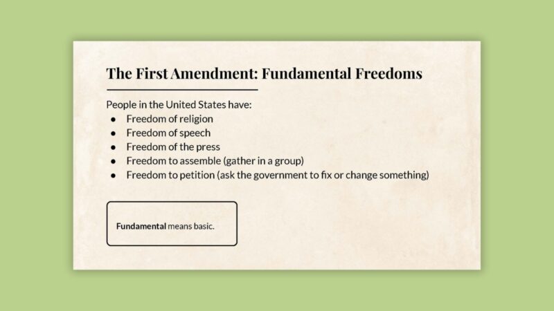 The First Amendment: Fundamental Freedoms slide