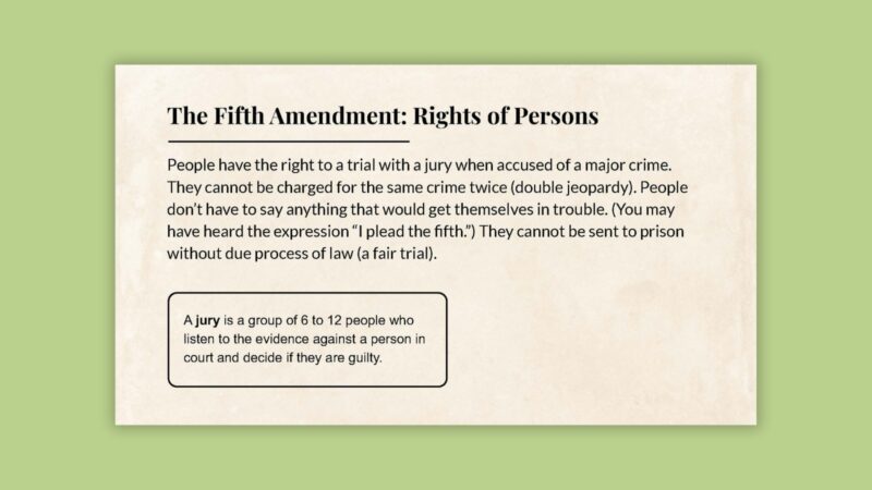 The Fifth Amendment: Rights of Persons sldie