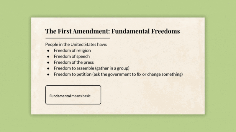 Gif featuring the Bill of Rights Google slides