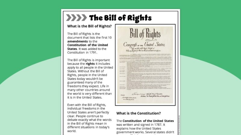 Bill of Rights worksheet student handout
