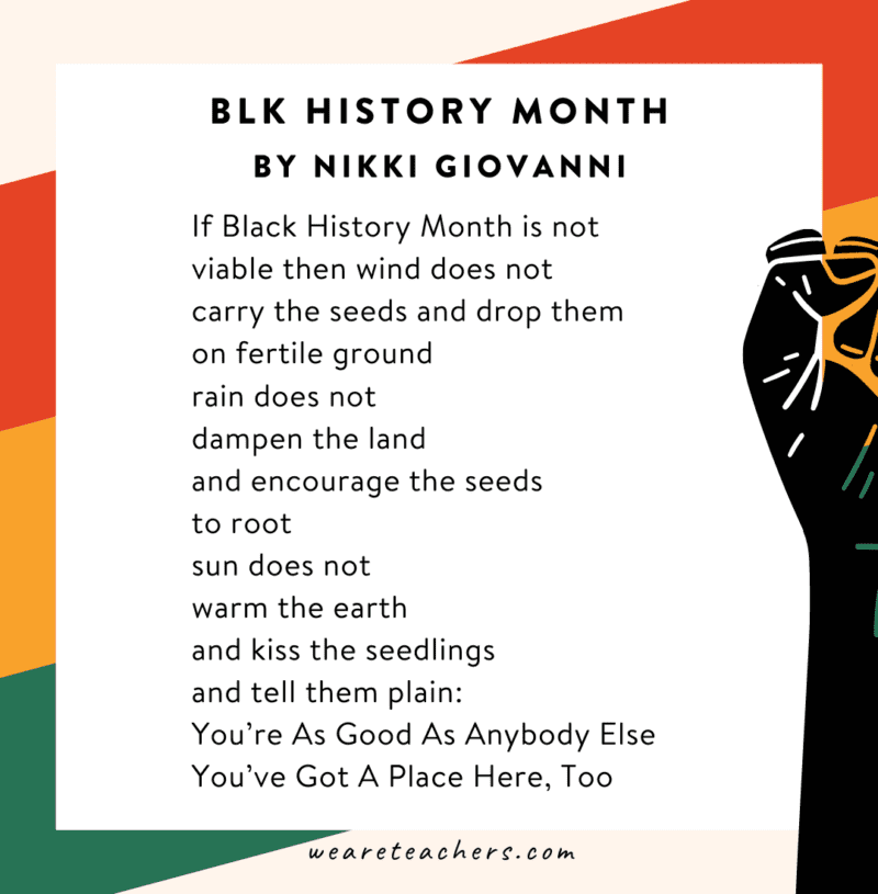 BLK History Month by Nikki Giovanni “If Black History Month is not viable…”