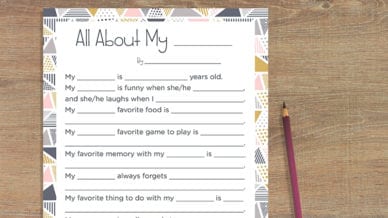 All About My Mom Printable + All About My Dad Printable - FREE Printable
