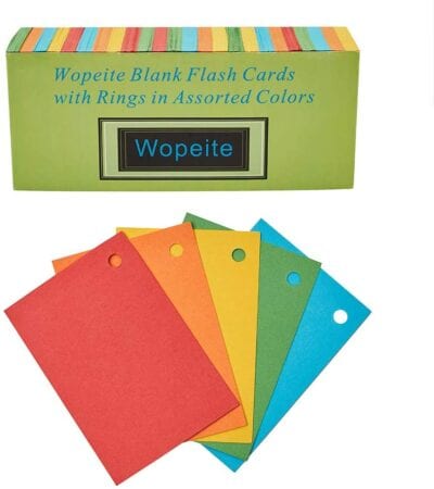 Blank flash cards assorted colors