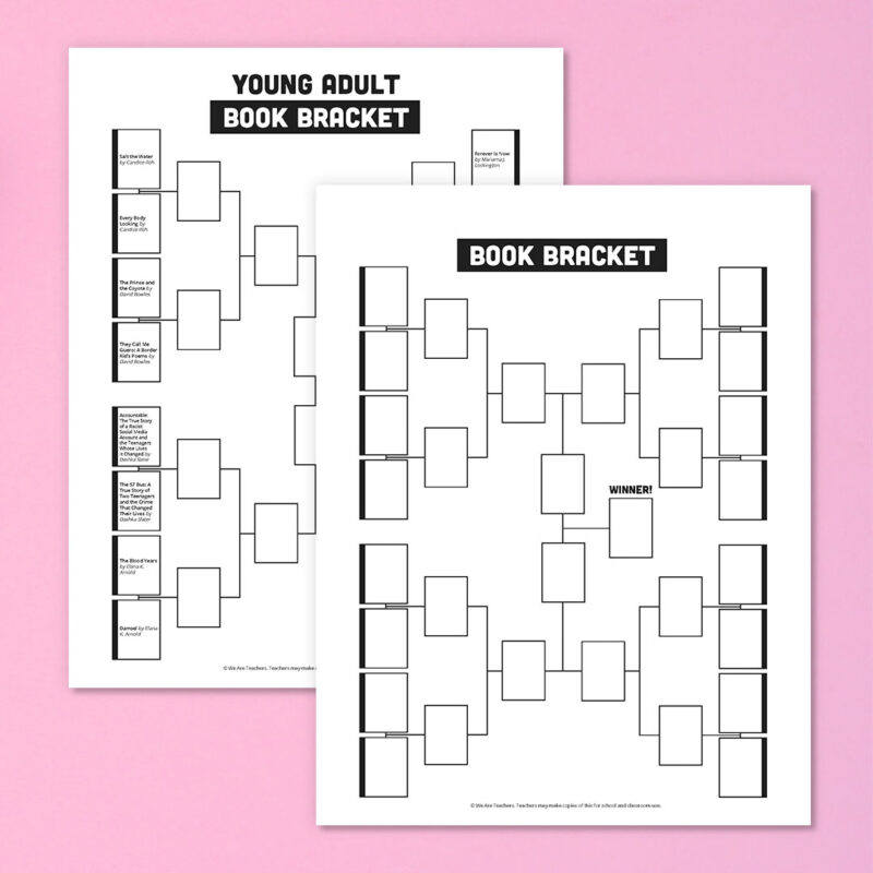 Young adult book bracket and blank book bracket 