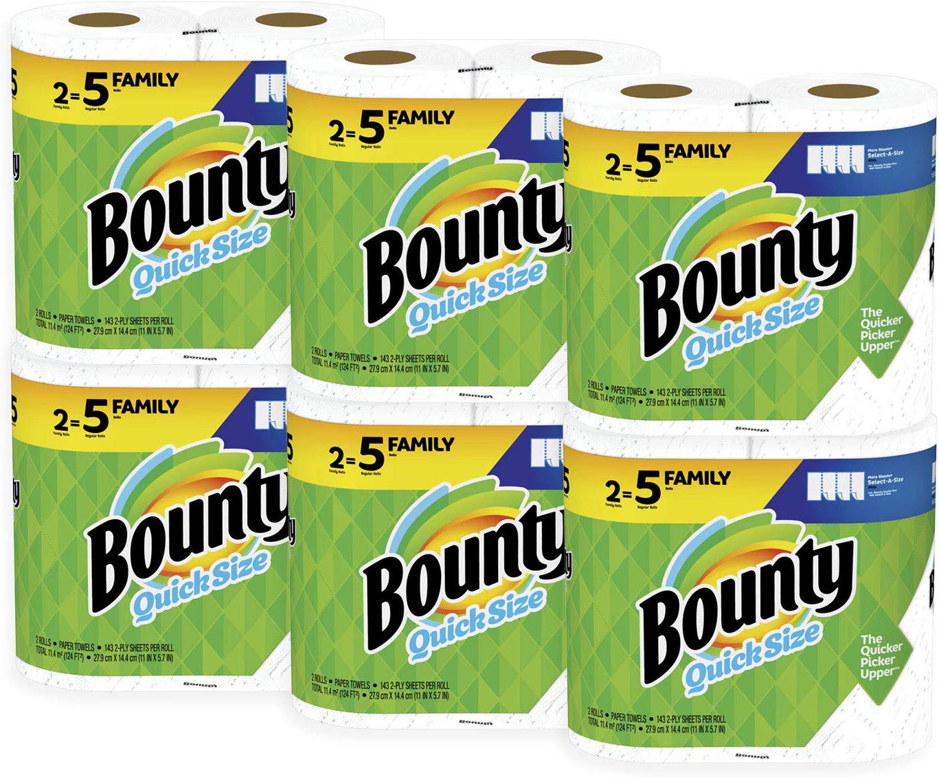 Six packages of Bounty paper towels 